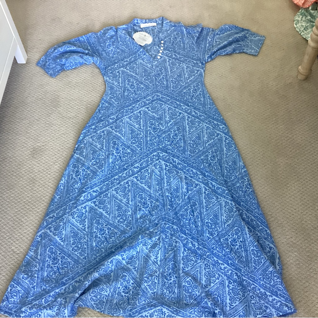 Blue Patterned Women's Maxi Dress